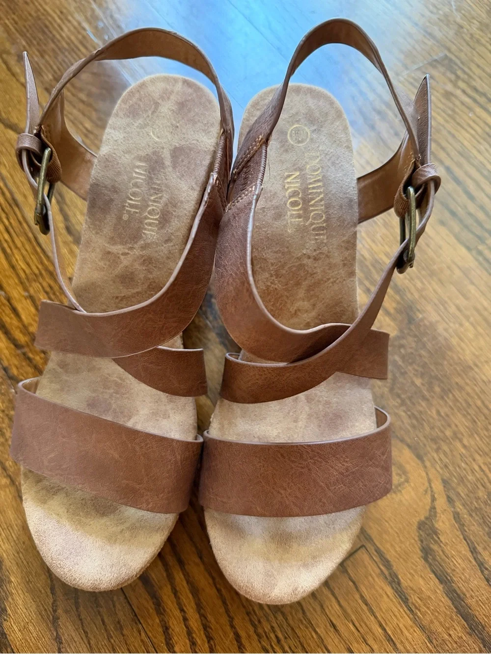 Braided Espadrille Wedges in Tan with Buckle Strap